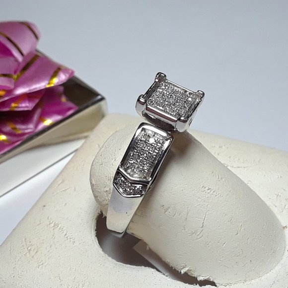 .20ctw Diamond Micro Pave Square Top raised sides 10Kt W/Gold Engagement Rg16559 - Picture 2 of 4